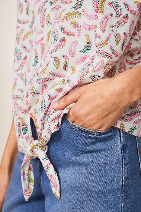 TIE HEM TOP NATURAL PRINTED 3