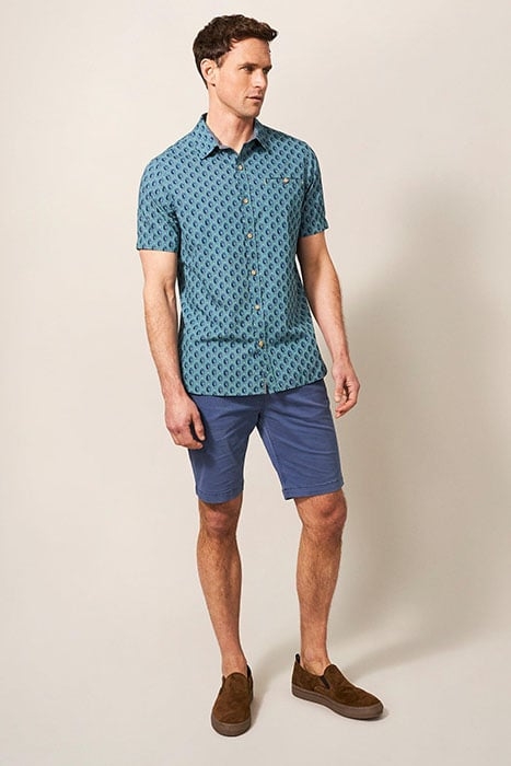 LINEAR FISH PRINTED SS SHIRT MINT GREEN 1