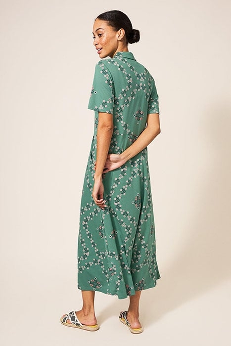 RUA JERSEY SHIRT DRESS TEAL MULTI 2