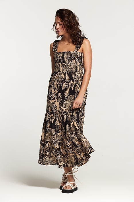 LADIES SEYCHELLES DRESS ARTSY LEAVES BLACK 1