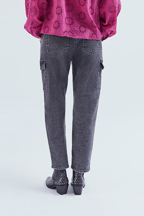 GREY CROPPED COMBAT JEANS WITH FLAP POCKETS 2