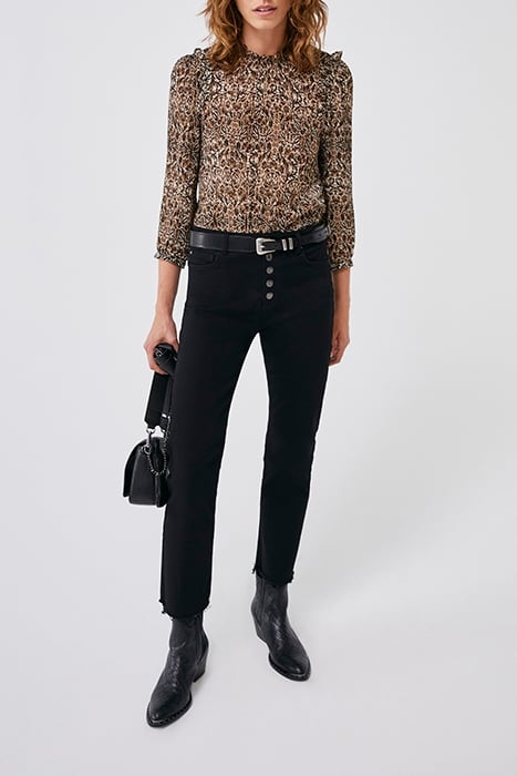 BLACK RECYCLED COTTON HIGH-WAIST STRAIGHT JEANS 3