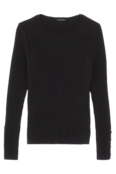 BLACK FINE KNIT SWEATER WITH BUTTONED CUFFS 4