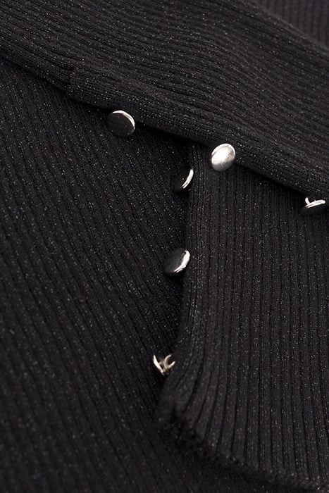 BLACK FINE KNIT SWEATER WITH BUTTONED CUFFS 8