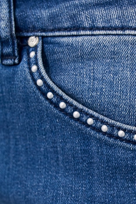 BLUE COTTON SCULPT-UP MID-HIGH WAIST SLIM JEANS 6