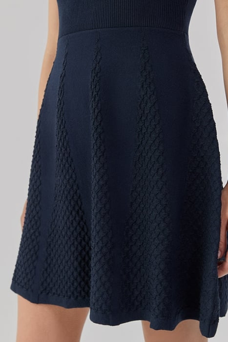 NAVY DECORATIVE KNIT SKATER-STYLE DRESS 5