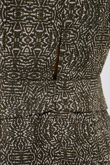 KHAKI ETHNIC PRINT DRESS WITH CROSSOVER WAIST 5