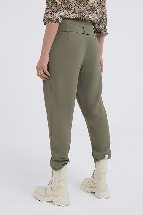 KHAKI BELTED HIGH-WAIST STRAIGHT TROUSERS 2