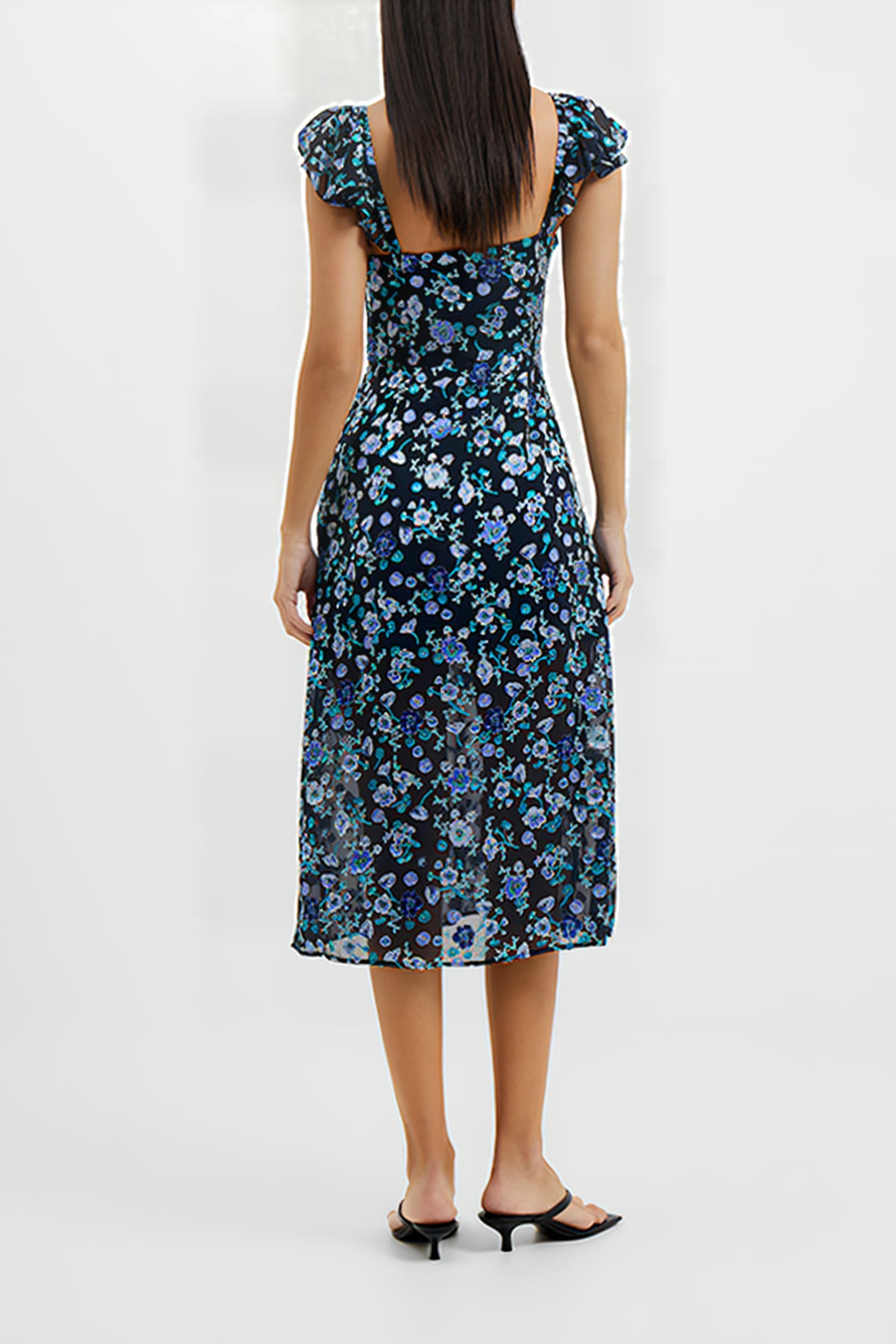 BETTE SATIN BURNOUT DRESS MARINE MULTI 2