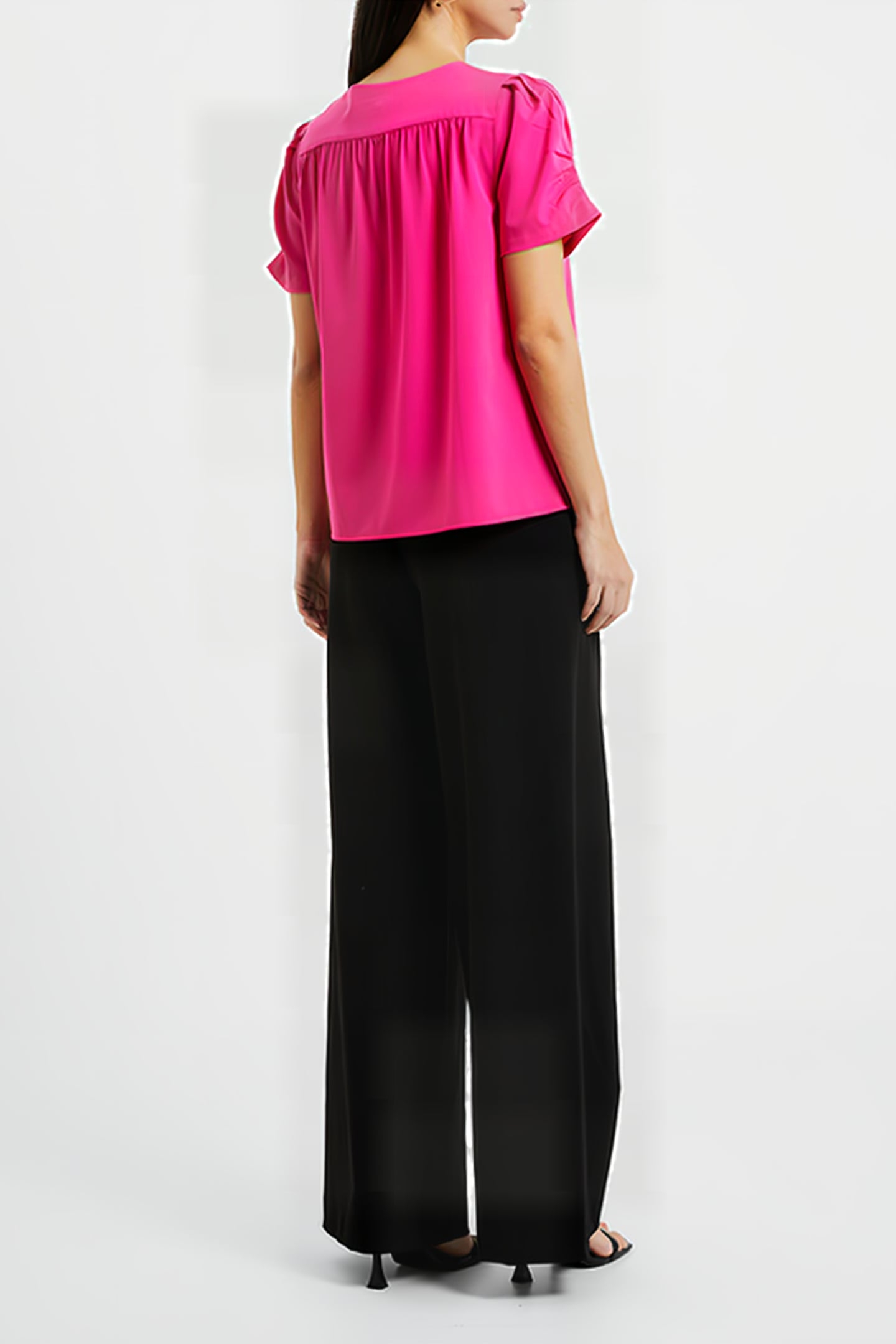 CREPE LIGHT V NECK TOP FUCHSIA 3