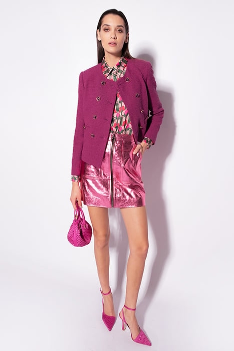 GERARDINA GONNA PELLE LAMINATA METALLIC PINK 2