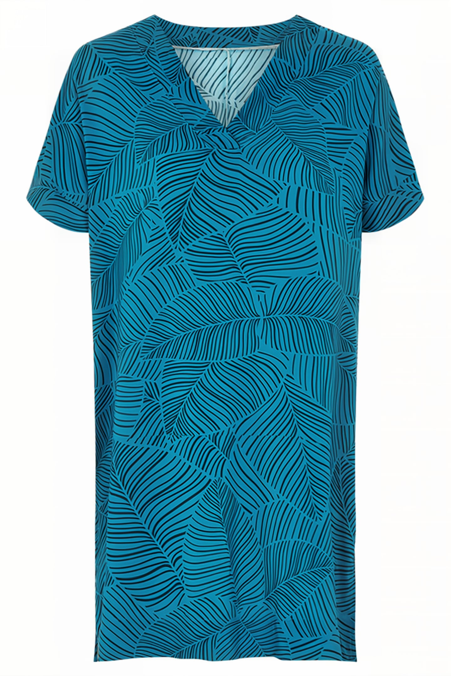 BW 1P SHORT DRESS BLUE PLAMS 1