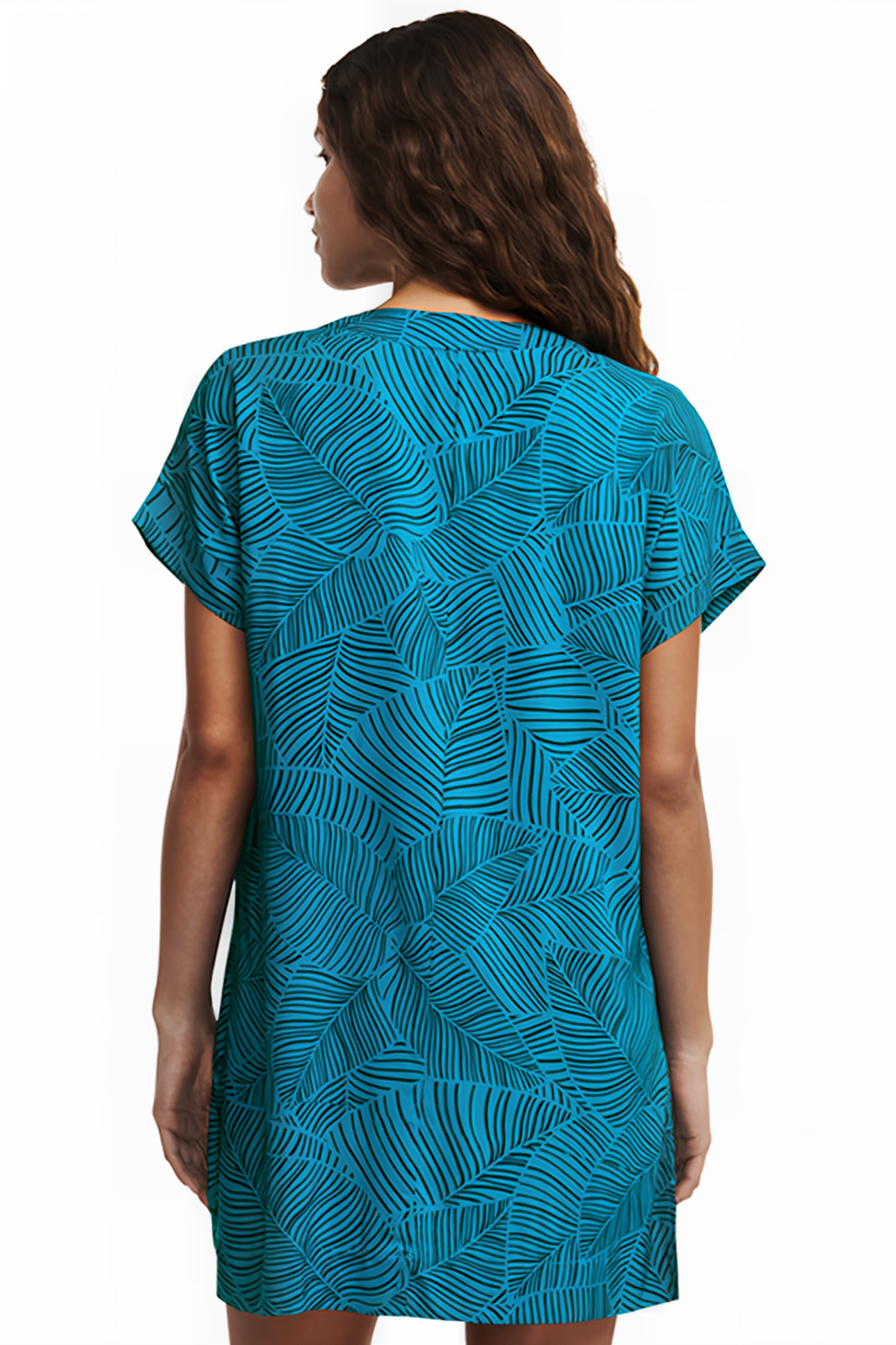 BW 1P SHORT DRESS BLUE PLAMS 3