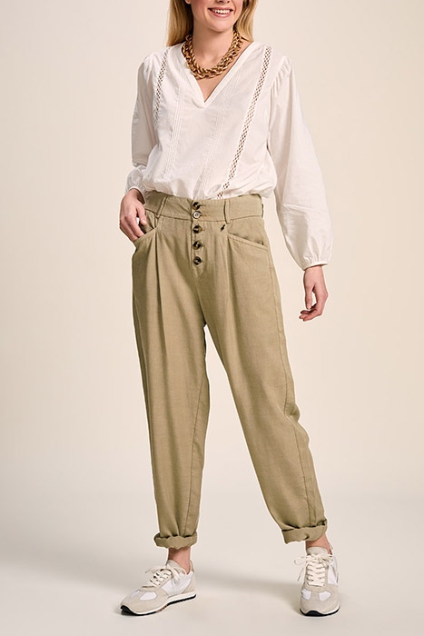 PLUTON - LICHEN STRAIGHT TROUSERS WITH VISIBLE BUTTONS 1