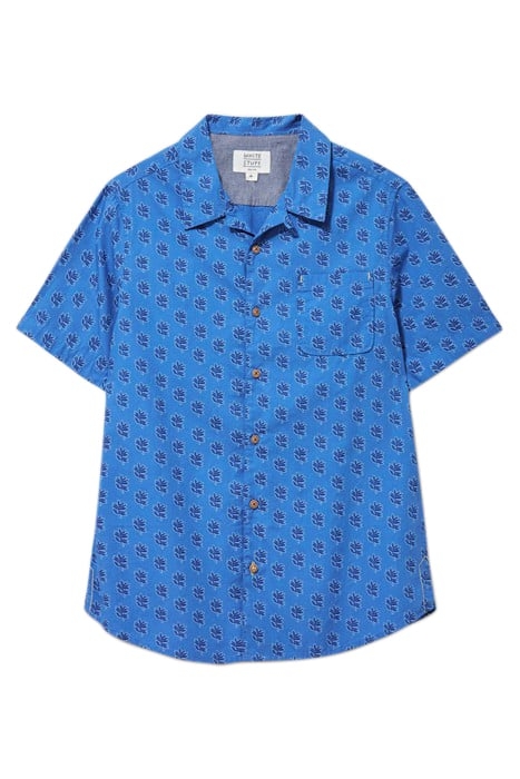 BLOCK LEAF PRINTED SHIRT BRIGHT BLUE 4