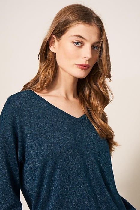 NIGHT SKY V NECK JUMPER MID TEAL 5