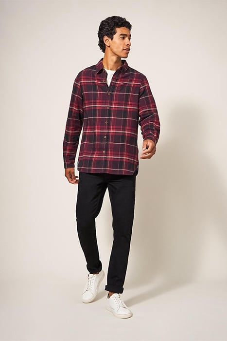 MOXLEY BRUSHED CHECK SHIRT DARK RED 1