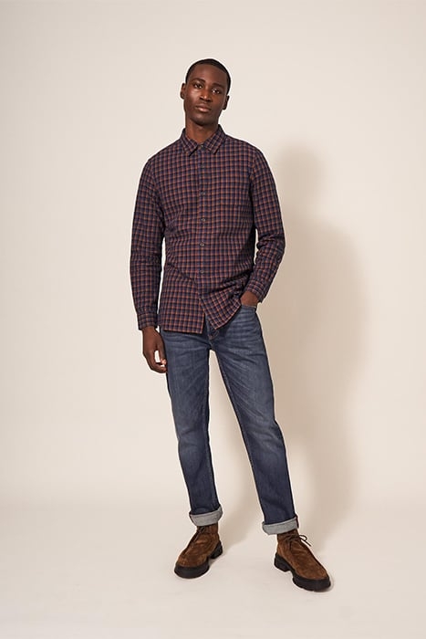 CHECKED TWILL SHIRT DARK NAVY 3