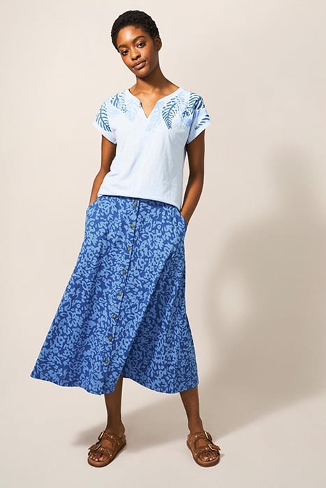 MORA JERSEY MIDI SKIRT BLUE 2