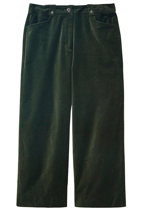 BELLE VELVET CROPPED WIDE LEG DARK GREEN 3
