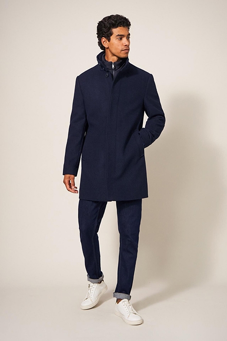 HORSHOLM WOOL FUNNEL COAT DARK NAVY 1