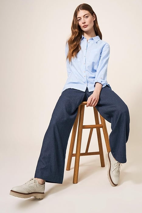 BELLE TWEEDY WIDE LEG TROUSER NAVY 3