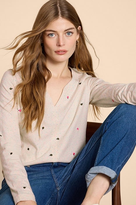 NELLY EMBROIDERED TEE NATURAL 4