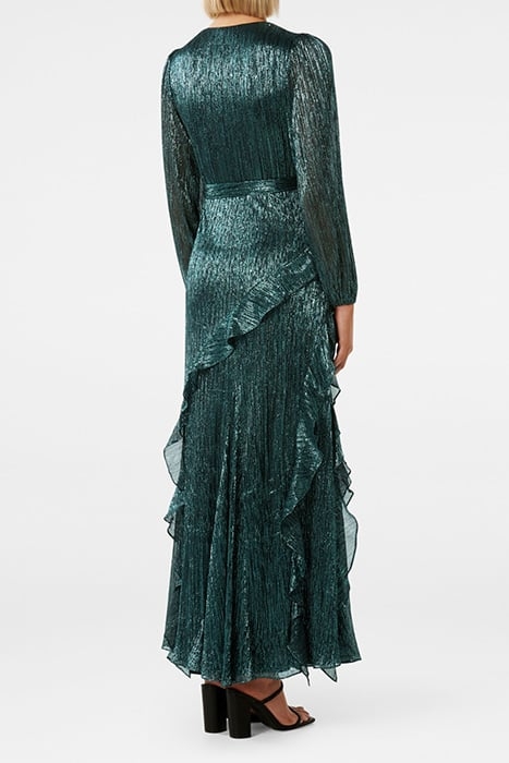 DECLAN PLISSE RUFFLE MIDI DARK GREEN 2