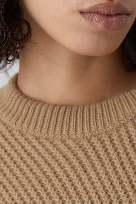 CREW NECK LONG SLEEVE KNITS BROWN MARBLE 5