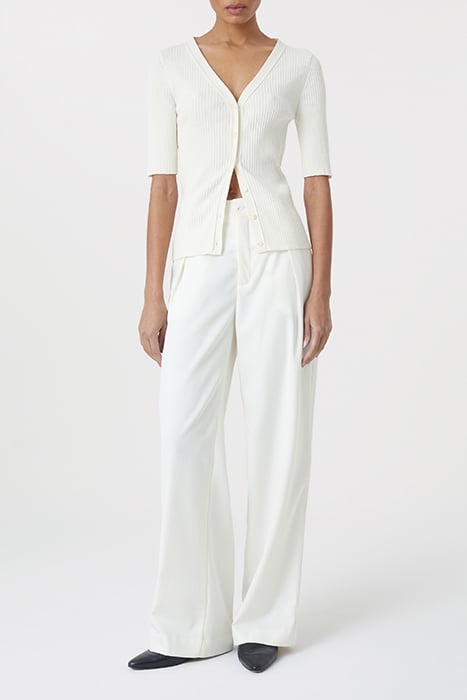 V CARDIGAN SHORT SLEEVE KNITS ECRU 3