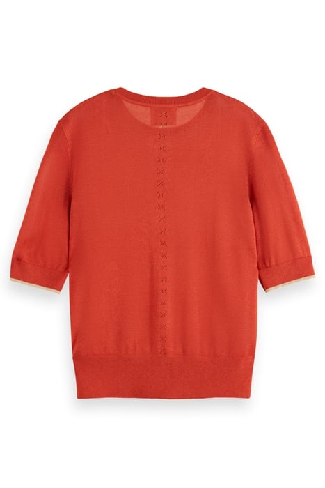 SHORT SLEEVED CREW NECK PULLOVER RUSTIC CORAL 5