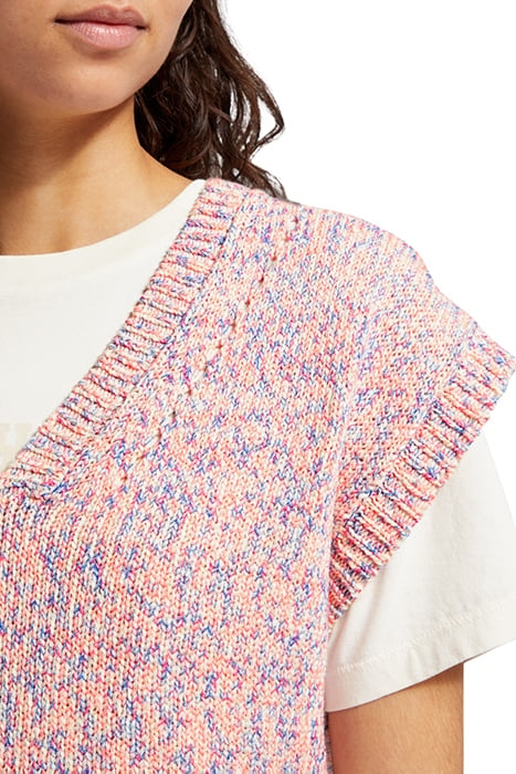 SPACE DYE V NECK KNITTED TANK PINK SPACE DYE 6