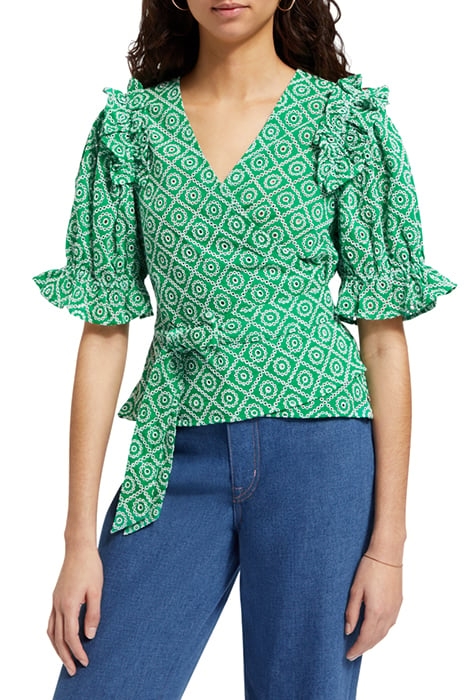 WRAP TOP WITH BRODERIE ANGLAISE GREEN BRODERIE ANGLAISE 1