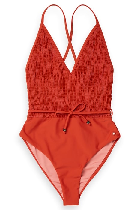 SWIMSUIT WITH SMOCK DETAIL RUSTIC CORAL 3