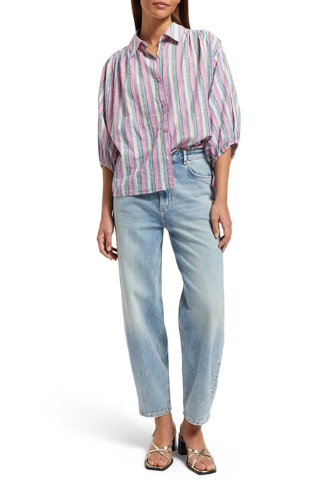 STRIPED BALLOON SLEEVE SHIRT BEACH STRIPE 2