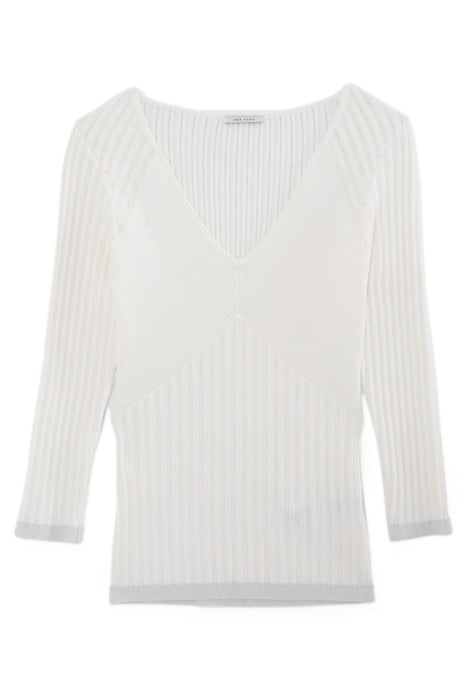 ECRU DECORATIVE OPENWORK KNIT SWEATER 3