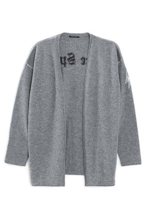GREY KNIT CARDIGAN WITH SLOGAN ON BACK 5