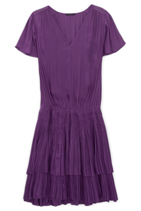 PURPLE SHORT DRESS WITH MICRO-PLEATED RUFFLES 4