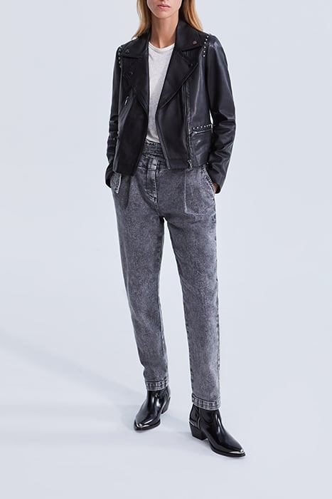 GREY BELTED HIGH-WAIST BOOTCUT JEANS 5