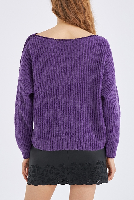 PURPLE RIBBED KNIT SWEATER WITH LUREX DETAILS 2
