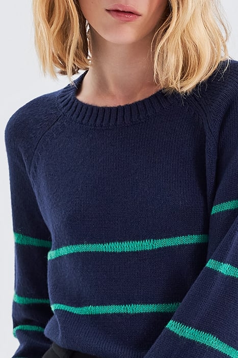 NAVY KNIT SWEATER WITH GREEN STRIPES 5