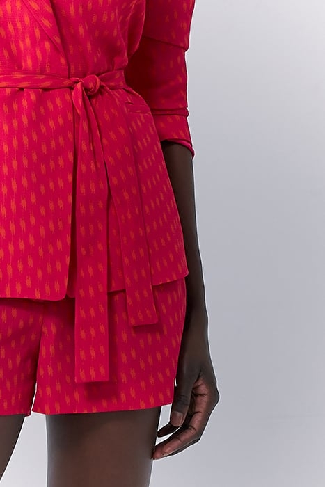 FUCHSIA PRINT BELTED SUIT JACKET 5