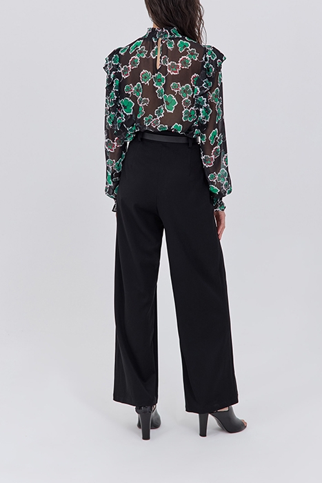 BLACK BELTED HIGH-WAIST WIDE-LEG TROUSERS 3