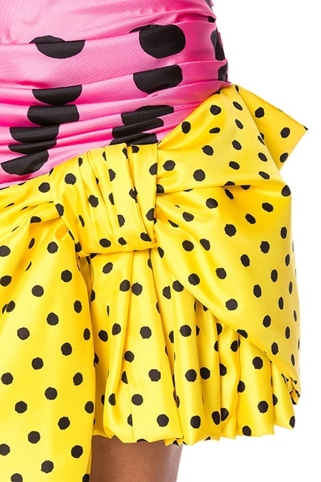 PATCHWORK POLKA DOTS SILK TWILL DRESS PINK 4