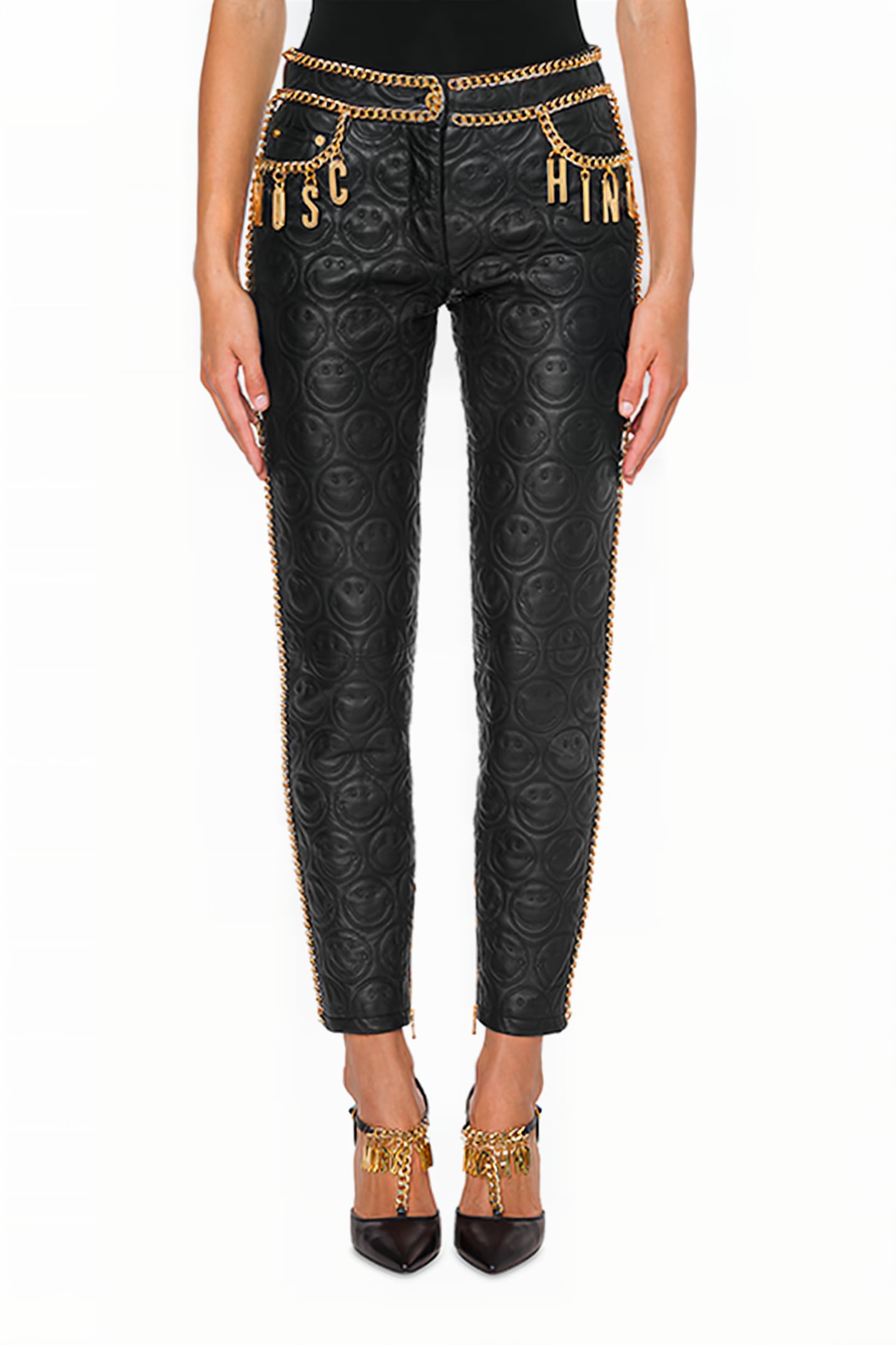 MOSCHINO X SMILEY© NAPPA TROUSERS BLACK 1