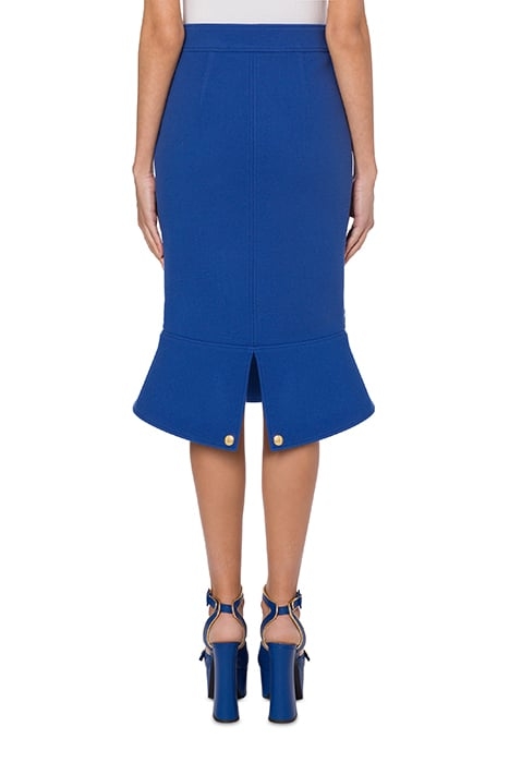 COUTURE BIKER WOOL CREPE SKIRT BLUE 2
