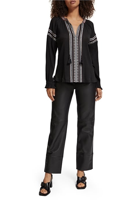 BALLOON SLEEVE EMBROIDERY TOP EVENING BLACK 3