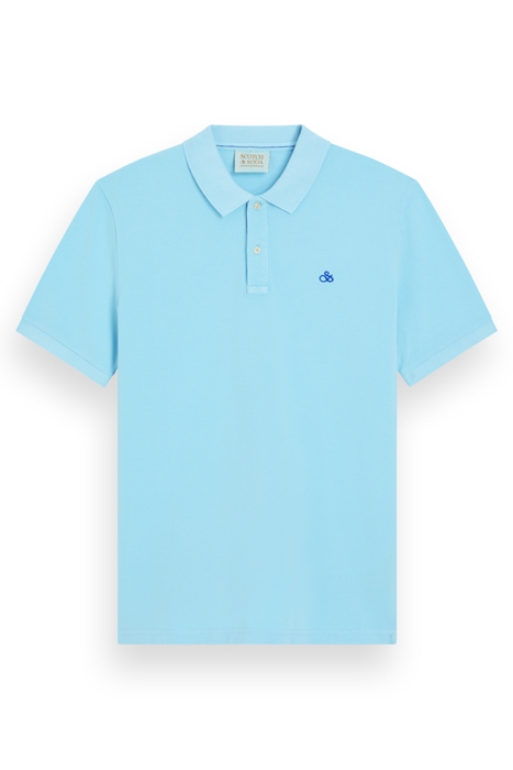 GARMENT DYED PIQUE POLO WASHED NEON BLUE 1