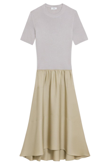 WOOL-VISCOSE COMBO DRESS WARM SILVER/LIGHT FOSSIL 2