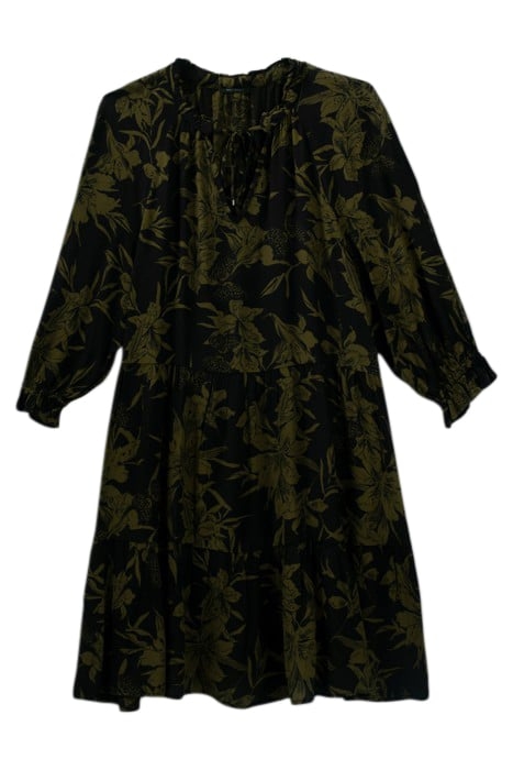 BLACK LILY PRINT DRESS BLACK 4